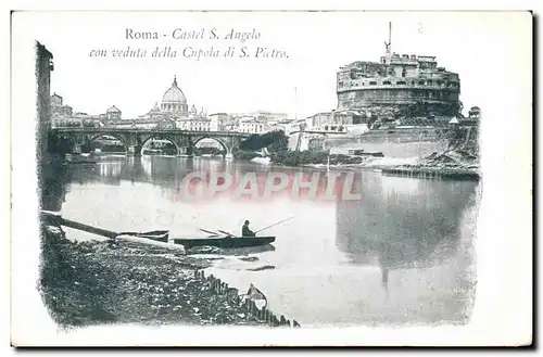 Cartes postales Roma Castel S Angelo con veduta della Cupola di S Pidro