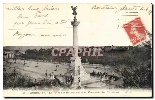 Ansichtskarte AK Bordeaux la Place des Quinconces et le Monument des Girondins