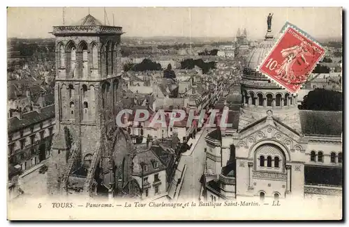 Cartes postales Tours Panorama La Tour Charlemagne et La Basilique Saint Martin