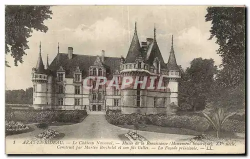 Ansichtskarte AK Azay Le rideau Le chateau National Musee de la Renaissance Constunt par Martin berthelot et son