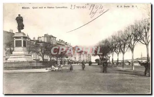 Cartes postales Macon Quai sud et Statue Lamartine