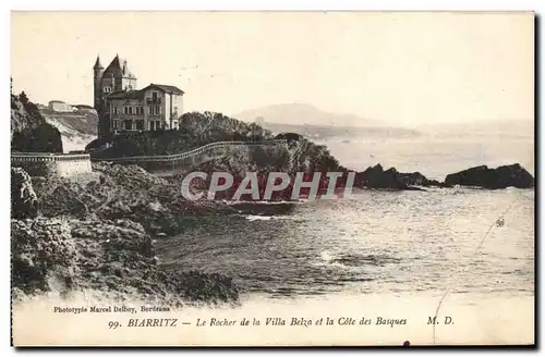 Ansichtskarte AK Biarritz Le Rocher de la Villa Belza et la Cote des Basques