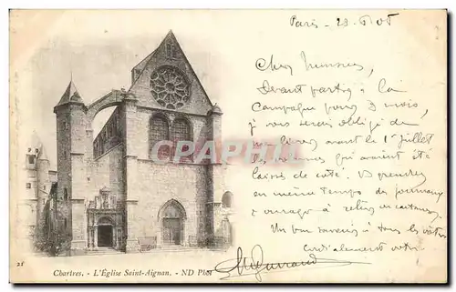 Cartes postales Chartres L&#39Eglise Saint Aignan