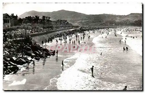 Cartes postales Hendaye frontiere franeo Effets de contre jour sur la plage Au fond l&#39Espagne