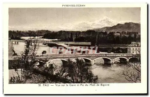 Cartes postales Pyrenees ocean pau vue sur le gave et pic du midi de bigorre