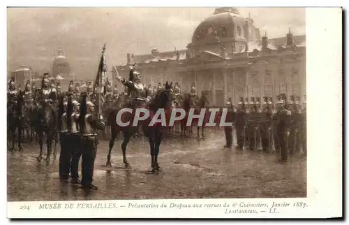 Ansichtskarte AK Musee de Versailles Presentation de Drapeau aux recrues du 6eme Cuirassiers Janvier 1877 Dragons