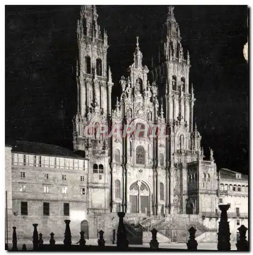 Ansichtskarte AK Santiago de compostela catedral ln fachada del obradoito ituminada