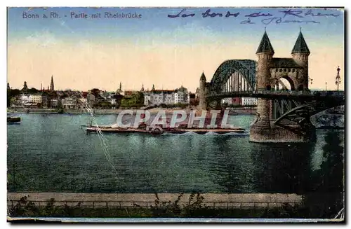 Ansichtskarte AK Bonn Rh Partle mit Rheinbrucke Bateau