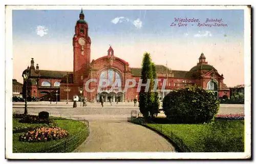 Cartes postales Wiesbaden Bahnhof La Gare Railway Station