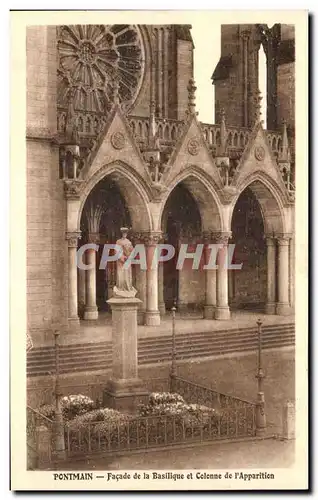 Cartes postales Pontmain Facade de la Basilique et Colenne de L&#39Apparitien