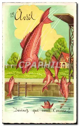 Cartes postales Devinez qui vous l&#39envoie Poissons 1er avril Paques Easter