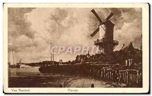 Ansichtskarte AK Van Ruydael Paysage Moulin windmill