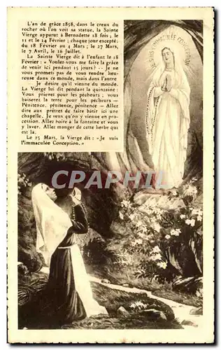 Cartes postales L&#39an de grace dans le Creux du rocher ou l&#39on voit sa Statue la Sainte Vierge apparut a Be