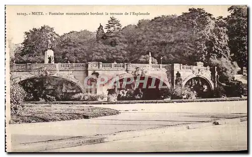 Cartes postales Metz Fontaine monumentale bordant la terrasse de Esplanade