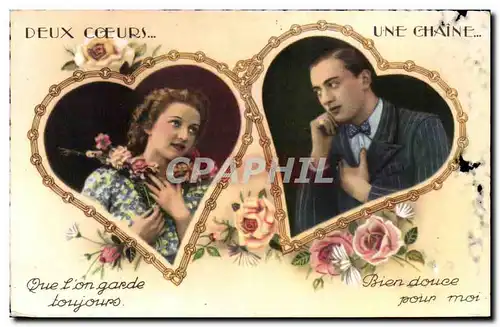 Cartes postales Fantaisie Couple Coeurs