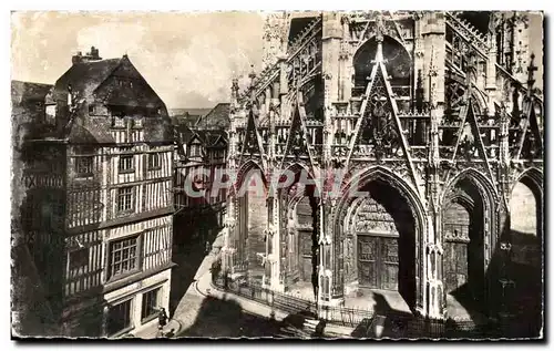 Ansichtskarte AK Rouen Portail de l&#39Eglise Saint Maclon et Vieilles Maisons