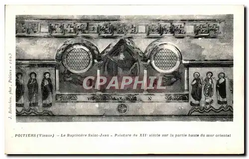 Cartes postales Poitiers Le Baptistere Saint Jean Peinture du Xll e siecle sur la Paire haute du mur oriental