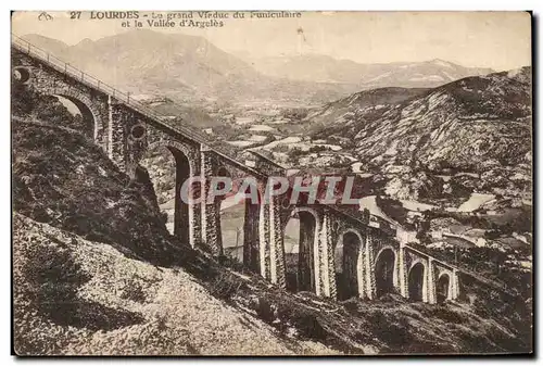 Cartes postales Lourdes Le Grand Viaduc du funiculaire et la Vallee d&#39Argeles