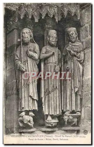 Cartes postales Villeneuve L'Archeveque (Yonne) Detail du Portail Paroi de droite Moise David Solomon