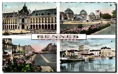 Ansichtskarte AK Renns palais du commerce et jardins du thabor et les serres les quais et les jardins sur la vile