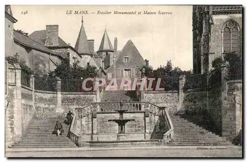 Cartes postales Le Mans Escalier monumental et maison scarron