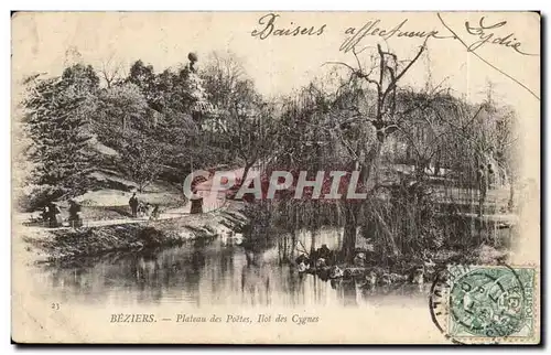 Cartes postales Beziers plateau des poetes ilot des cygnes