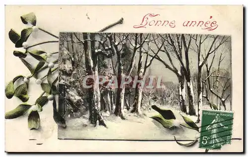 Cartes postales Fantaisie Fleurs Bonne annee