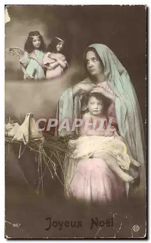 Cartes postales Fantaisie Joyeux Noel Femme Enfant Ange Angel