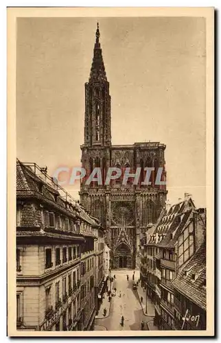 Cartes postales Strasbourg La Cathedrale vue de la Rue Merciere