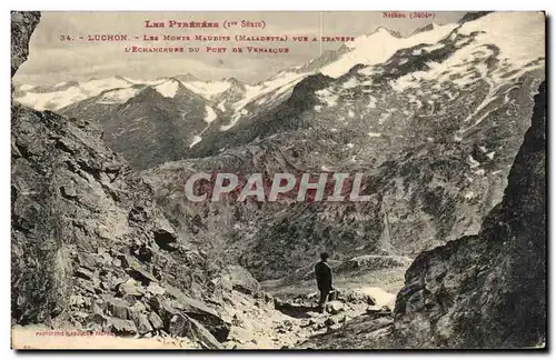 Cartes postales Luchon Les Monts Maudits vue a travers l&#39echancrure du port de Venasque