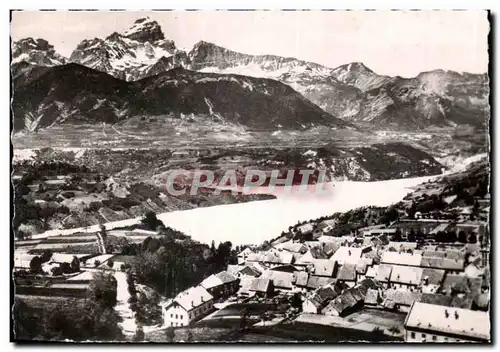 Cartes postales moderne Corps Vue generale et le Lac du Sautet Au fond pic