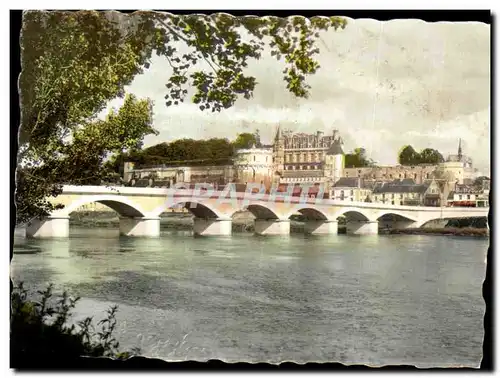 Moderne Karte Amboise le chateau et le pont sur la loire