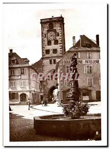 Moderne Karte Ribeauville fontaine et tour des bouchers