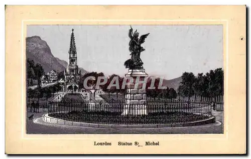 Chromo Lourdes Statue St Michel Maison Laurin Rue du Vieux Colombier Paris