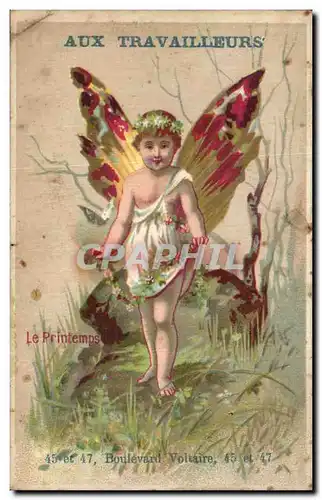 Chromo Aux travailleurs boulevard voltaire Papillon Enfant Butetrfly Le printemps