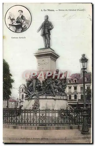 Ansichtskarte AK Le Mans Statue du General Chanzy Costume Sarthois folklore
