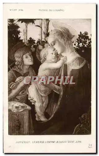 Cartes postales Boticelli La Vierge Jesus Et Saint Jean Musee du Louvre Paris