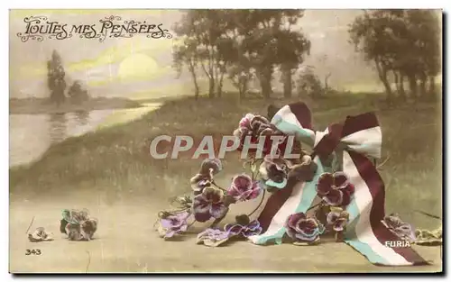 Cartes postales Fantaisie Fleurs Toutes Mes Pensees Militaria