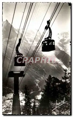 Ansichtskarte AK Chamonix hte savoie Le telepherique du brevent aiguille midi et le mont blanc