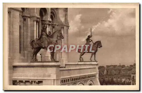 Ansichtskarte AK Les Petits Tableaux De PAris Basilique du Sacre Coeur de Montmartre Statues equestres de Saint L