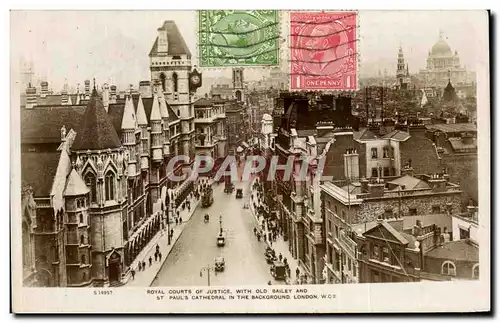 Cartes postales Royal courts of justice with old bailey St Paul&#39s cathedral London