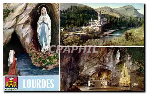 Cartes postales Lourdes L&#39Apparition La Basilique La Grotte