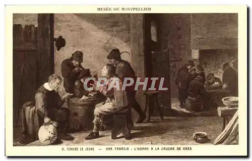 Cartes postales Teniers Le Jeune Une Tabagie L&#39Homme a la Cruche De Gres Musee de Montpellier