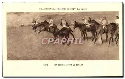 Ansichtskarte AK Collection Mrs Chestier Beatty Londres Degas Aux courses avant le depart Hippisme Chevaux Horses