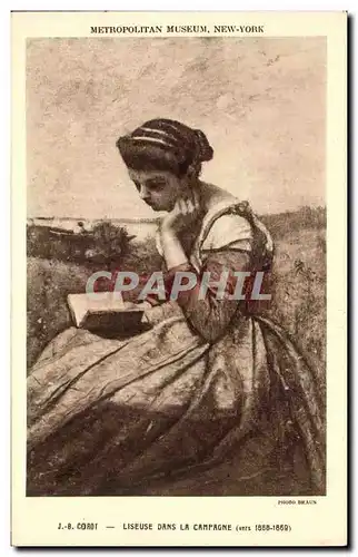 Cartes postales metropolitan Museum New York Corot Liseuse dans La Campagne