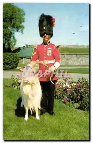 Cartes postales The Corporal in charge of Baptiste the mascot of the 22e Regiment at La Citadelle Chevre Goat
