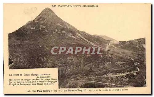 Cartes postales Le Puy Mary Le Pas de Peyrol et la route de Murat a Salers Cantal