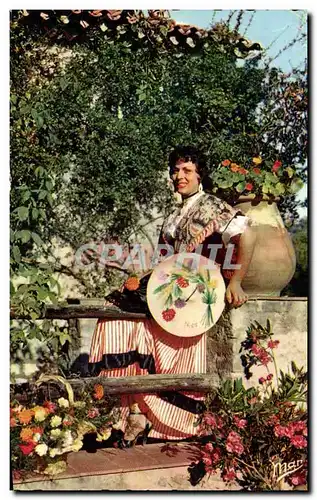 Cartes postales La Cote d&#39Azur Fleurs Et Costume Local Folklore