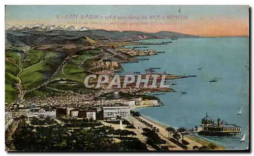 Cartes postales Cote D&#39Azur a vol d&#39aeroplane de Nice a Menton