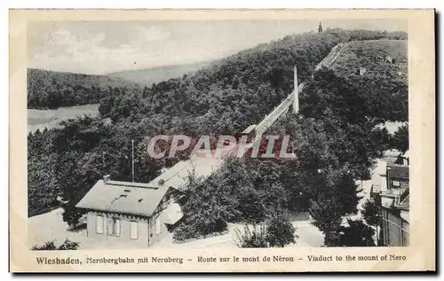 Ansichtskarte AK Wiesbaden Nerobergbahn mit Neroberg Route sur le mont de Neron Viaduct to the mount of Nero